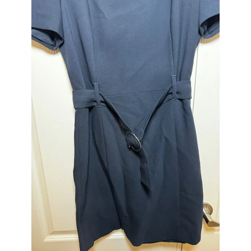 Club Monaco Navy Blue Square Neck Belted Mini Dress Size 6 Short Sleeve